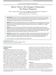 Return Visits to the Emergency Department: The Patient Perspective