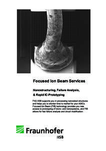 Focused Ion Beam Services Nanostructuring, Failure Analysis, & Rapid IC-Prototyping FhG IISB supports you in processing nanosized structures and helps you to shorten time to market for your ASICs. Focused Ion Beam (FIB) 