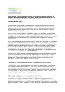 Microsoft Word - Declaration of the EUROPEAN FORUM of the Insurance against accidents at work and occupational diseases concerning the EC consultation processes on social services of general interest and health services.