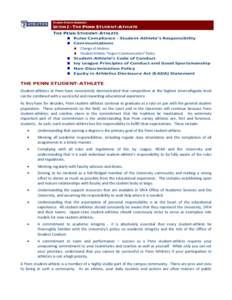 STUDENT-ATHLETE HANDBOOK  SECTION 2 – THE PENN STUDENT-ATHLETE THE PENN STUDENT-ATHLETE Rules Compliance - Student-Athlete’s Responsibility Communications