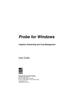 \  Probe for Windows Irrigation Scheduling and Crop Management  User Guide