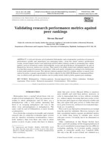 Publishing / Bibliometrics / Scientometrics / Open access / Stevan Harnad / Citebase / Impact factor / Research Assessment Exercise / Performance metric / Academia / Knowledge / Academic publishing