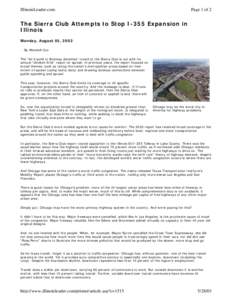 IllinoisLeader.com  Page 1 of 2 The Sierra Club Attempts to Stop I-355 Expansion in Illinois