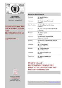 Executive Board Bureau Executive Board First Regular Session Rome, 9–10 February[removed]VERIFICATION OF THE