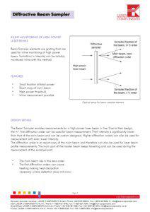 Diffractive Beam Sampler  INLINE MONITORING OF HIGH POWER