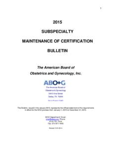 2015 Subspecialty MOC Bulletin