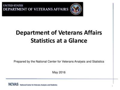 Department of Veterans Affairs Statistics at a Glance Prepared by the National Center for Veterans Analysis and Statistics May 2016