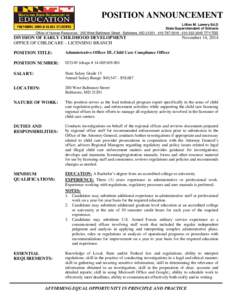Microsoft Word - PA- Administrative Officer III Child Care Compliance Officer.doc