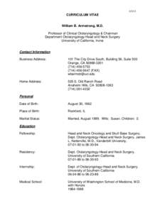 [removed]CURRICULUM VITAE William B. Armstrong, M.D. Professor of Clinical Otolaryngology & Chairman