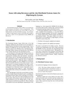 Issues with using Ravenscar and the Ada Distributed Systems Annex for High-Integrity Systems Neil Audsley and Andy Wellings