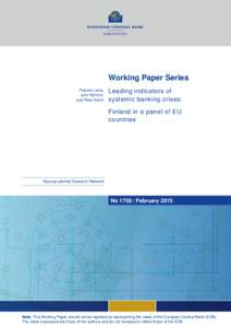 Working Paper Series Patrizio Laina, Juho Nyholm, and Peter Sarlin  Leading indicators of