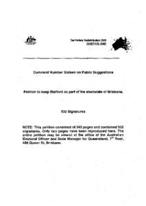 The Federal Redistribution 2006 QUEENSLAND, Comment on Suggestion Number Sixteen