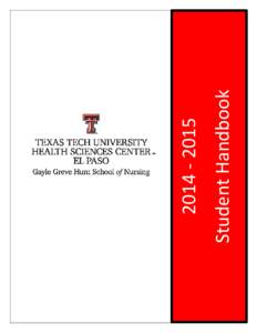Student Handbook TEXAS TECH UNIVERSITY HEALTH SCIENCES CENTER EL PASO