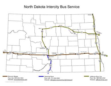 North Dakota Intercity Bus Service PEMBINA RUGBY  