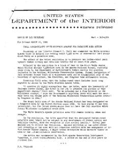 UNITED STATES  LEPARTMENT of the INTERIOR * * * * * * * * * * * * * * * * * * * * *news OFFICE OF THE SECRETARY