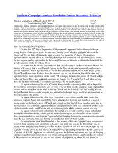 Southern Campaign American Revolution Pension Statements & Rosters Pension application of David Marsh R6918 Transcribed by Will Graves f18VA[removed]