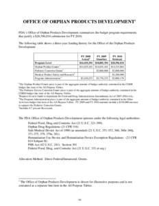 Office of Orphan Products Development Narrative