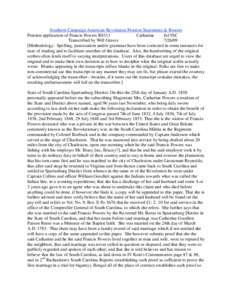 Southern Campaign American Revolution Pension Statements & Rosters Pension application of Francis Powers R8311 Catharine fn15SC Transcribed by Will Graves[removed]