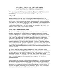 US EPA: OSA: SCIENCE POLICY COUNCIL INTERIM POSITION ON ENVIRONMENTAL ENDOCRINE DISRUPTION