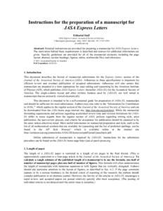 Instructions for the preparation of a manuscript for JASA Express Letters Editorial Staff JASA Express Letters, Acoustical Society of America, 2 Huntington Quadrangle, Suite 1NO1, Melville, NY 