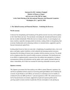 Statement by H.E. Sadakazu Tanigaki Minister of Finance of Japan and Governor of the IMF for Japan At the Ninth Meeting of the International Monetary and Financial Committee Washington, D.C., April 24, 2004