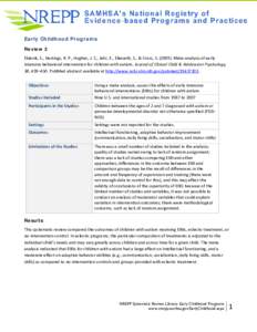 NREPP Systematic Review: Early Childhood Programs, Review 3