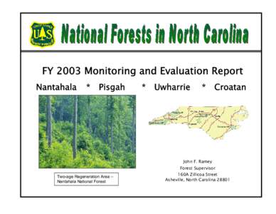 Old growth forests / Uwharrie National Forest / Croatan National Forest / Pisgah National Forest / Nantahala National Forest / Forests / Hemlock woolly adelgid / United States Forest Service / Appalachian Mountains / Geography of North Carolina / North Carolina / Mountains-to-Sea Trail