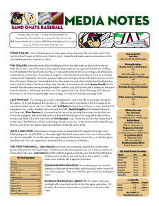 Sunday May 31, [removed]Game #50 Road Game #26 Sunday, Savannah Sand Gnats[removed]vs. Asheville Tourists[removed])