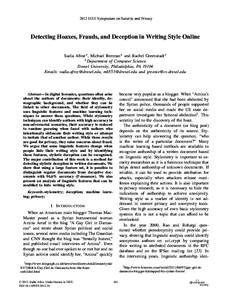 Detecting Hoaxes, Frauds, and Deception in Writing Style Online