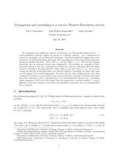 Propagation and quenching in a reactive Burgers-Boussinesq system Peter Constantin∗ Jean-Michel Roquejoffre† Natalia Vladimirova