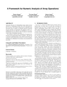 A Framework for Numeric Analysis of Array Operations∗ † Denis Gopan  University of Wisconsin