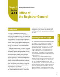 2005 Annual Report of the Office of the Auditor General of Ontario: 3.11 Office of the Registrar General