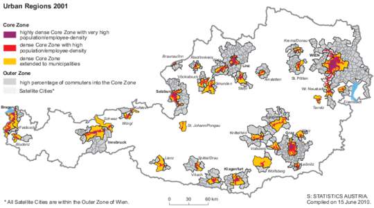 Urban Regions 2001 Core Zone highly dense Core Zone with very high population/employee-density dense Core Zone with high population/employee-density
