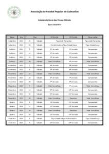 Associação de Futebol Popular de Guimarães Calendário Geral das Provas Oficiais Época[removed]Dias