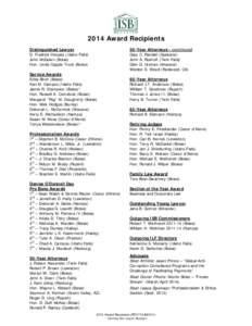 2014 Annual Meeting Award Recipients