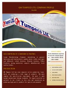 GM TUMPECO LTD, COMPANY PROFILE May 2012