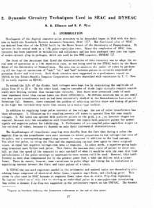 2. Dynamic Circuitry Techniques Used in SEAC and DYSEAC R. D. Elbourn and  R. P. Witt