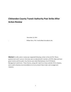 Chittenden County Transit Authority Post Strike After Action Review November 10, 2014 .