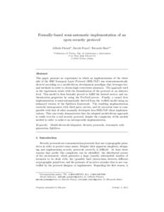 Formally-based semi-automatic implementation of an open security protocol Alfredo Pirontia , Davide Pozzaa , Riccardo Sistoa,∗ a Politecnico  di Torino, Dip. di Automatica e Informatica