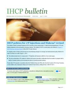 IHCP bulletin INDIANA HEALTH COVERAGE PROGRAMS BT201430  JULY 1, 2014