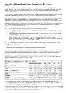 Australian Middle and Long Distance Running in the 21st Century Ref: Article