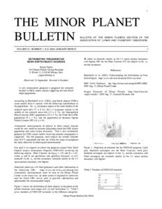 1  THE MINOR PLANET BULLETIN  BULLETIN OF THE MINOR PLANETS SECTION OF THE