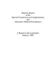 Majority Report of the Special Commission on Complementary