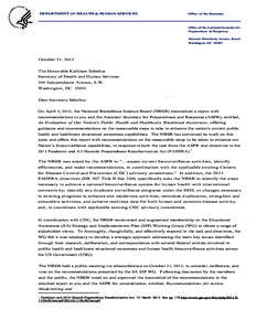 SA Final Draft Letter to HHS Secretary Sebelius from John S. Parker, Chair of the National Biodefense Science Board