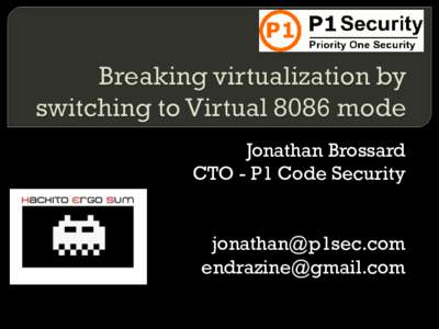 Jonathan Brossard CTO - P1 Code Security    Agenda
