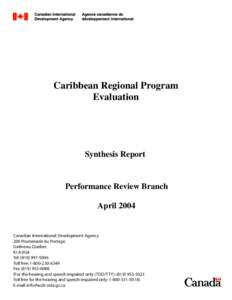 Caribbean Regional Program Evaluation Synthesis Report  Performance Review Branch