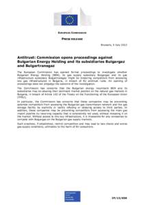 EUROPEAN COMMISSION  PRESS RELEASE Brussels, 5 July[removed]Antitrust: Commission opens proceedings against
