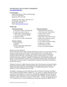 National Space Grant College and Fellowship Program / Goddard Space Flight Center / Aerospace Education Services Project / NASA / South Dakota School of Mines and Technology / Spaceflight / Education / South Dakota / Indiana Space Grant Consortium / American Association of State Colleges and Universities / Association of Public and Land-Grant Universities / North Central Association of Colleges and Schools