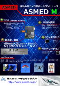 組込み用カメラ付ボードコンピュータ  VGA Camera module 高性能C-MOSカメラモジュール 撮影素子 画素サイズ