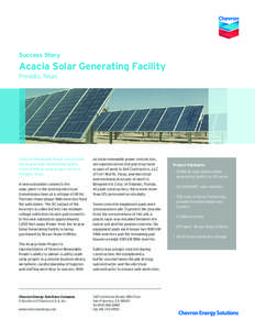 Success Story  Acacia Solar Generating Facility Presidio, Texas  Chevron Renewable Power constructed